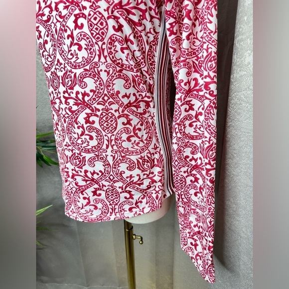 Athleta Women’s Paisley Print 1/4 Zip Long Sleeve Pull Over Top Red & White S - Picture 5 of 10